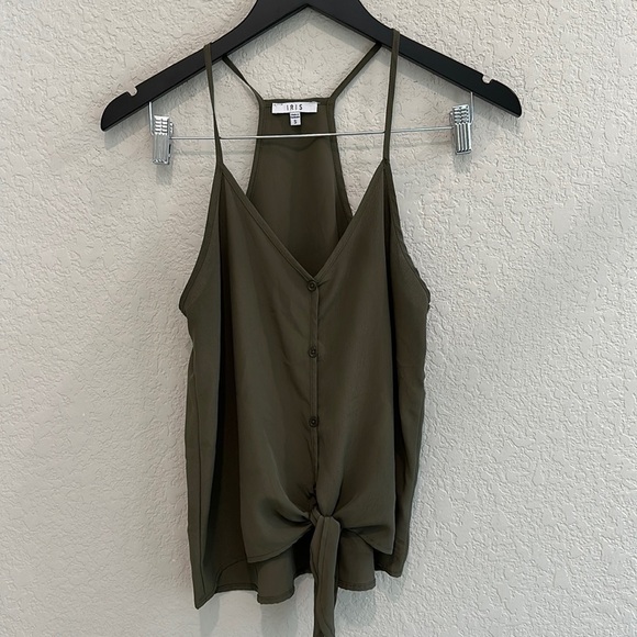 Iris Olive green tie tank top size S - Picture 1 of 5